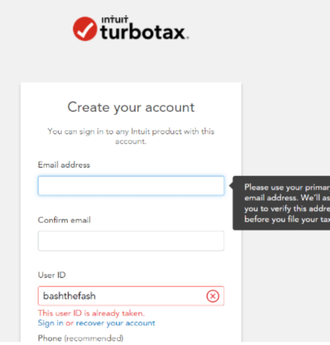 stash account number for turbotax